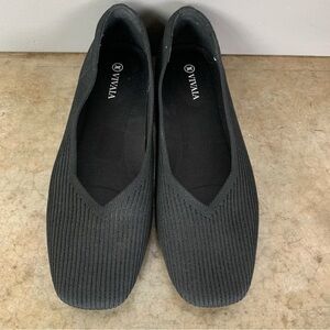 Vivaia Black Square Toe Water Repellent Flats Size 40.5/9.5. Look new